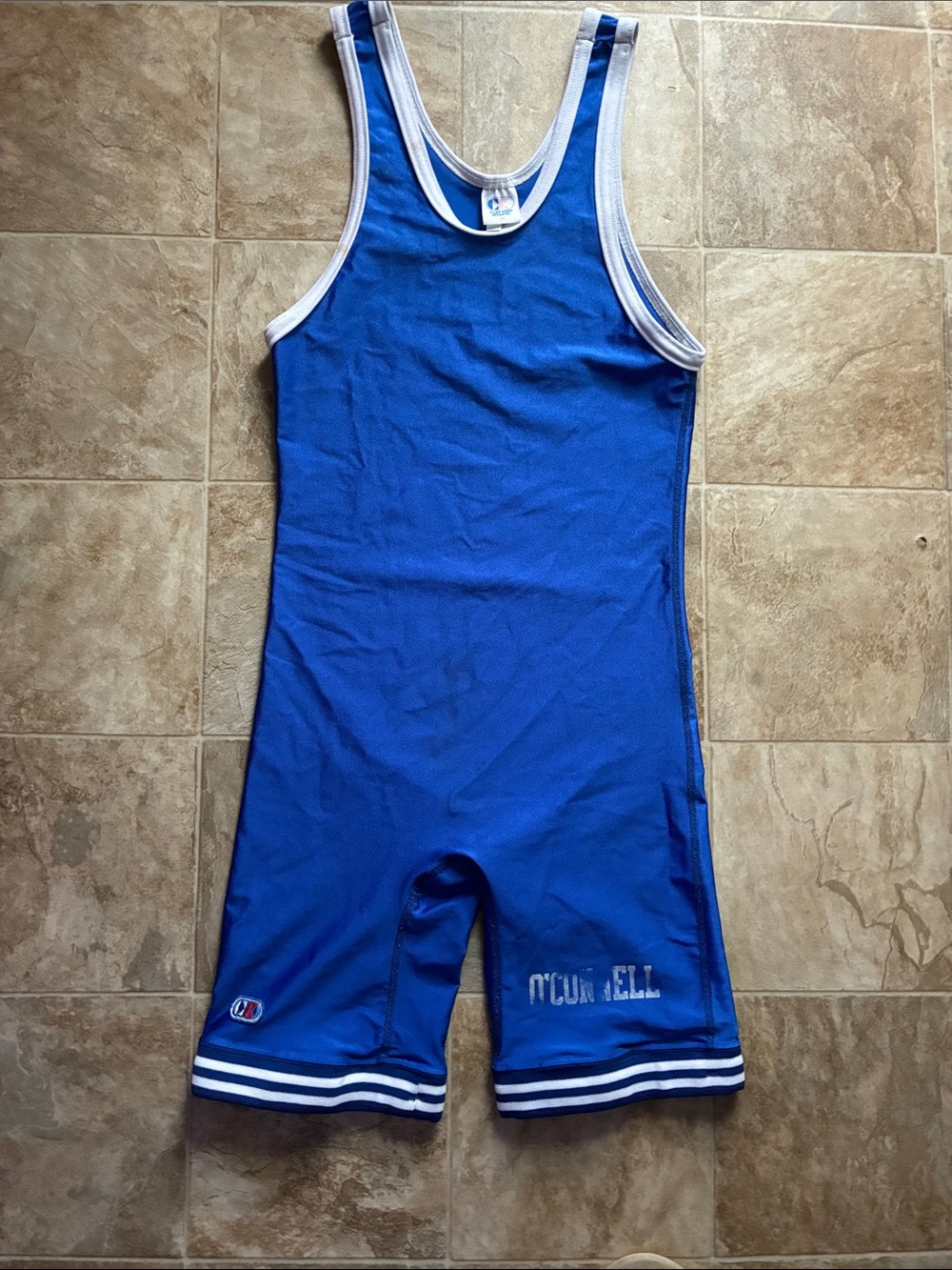 Russell Athletic Royal Blue Men's Wrestling Singlet with White Trim